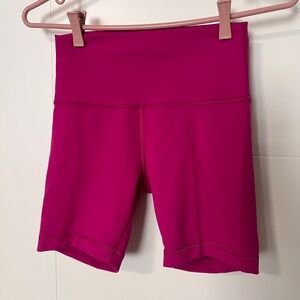 lululemon athletica High-Rise Athletic Bike Shorts in Bright Pink